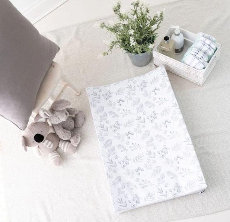 Baby Care The Gilded Bird | The Gilded Bird Wedge Changing Mat - Lovely Leaves Grey