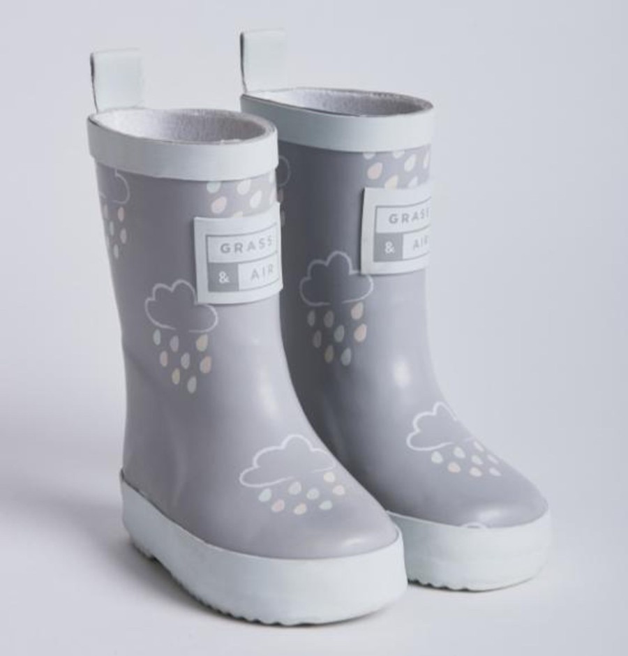 Play Grass & Air | Grass Air Colour-Revealing Wellies - Light Grey