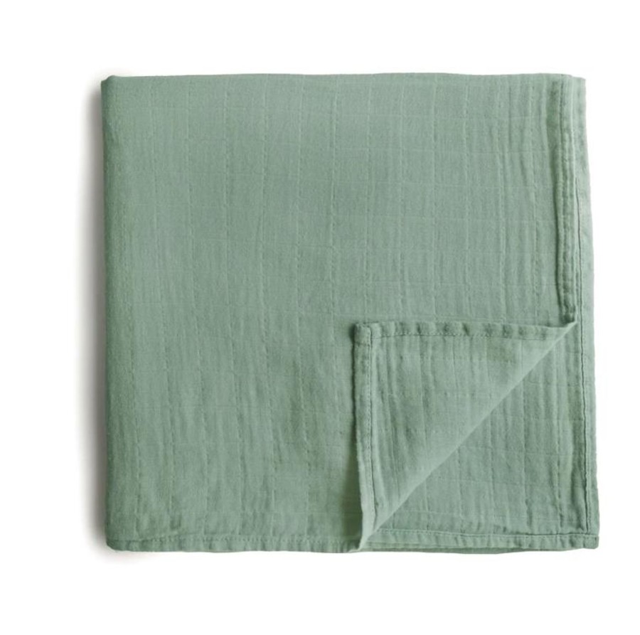 Baby Care Mushie | Mushie Muslin Swaddle Blanket - Roman Green