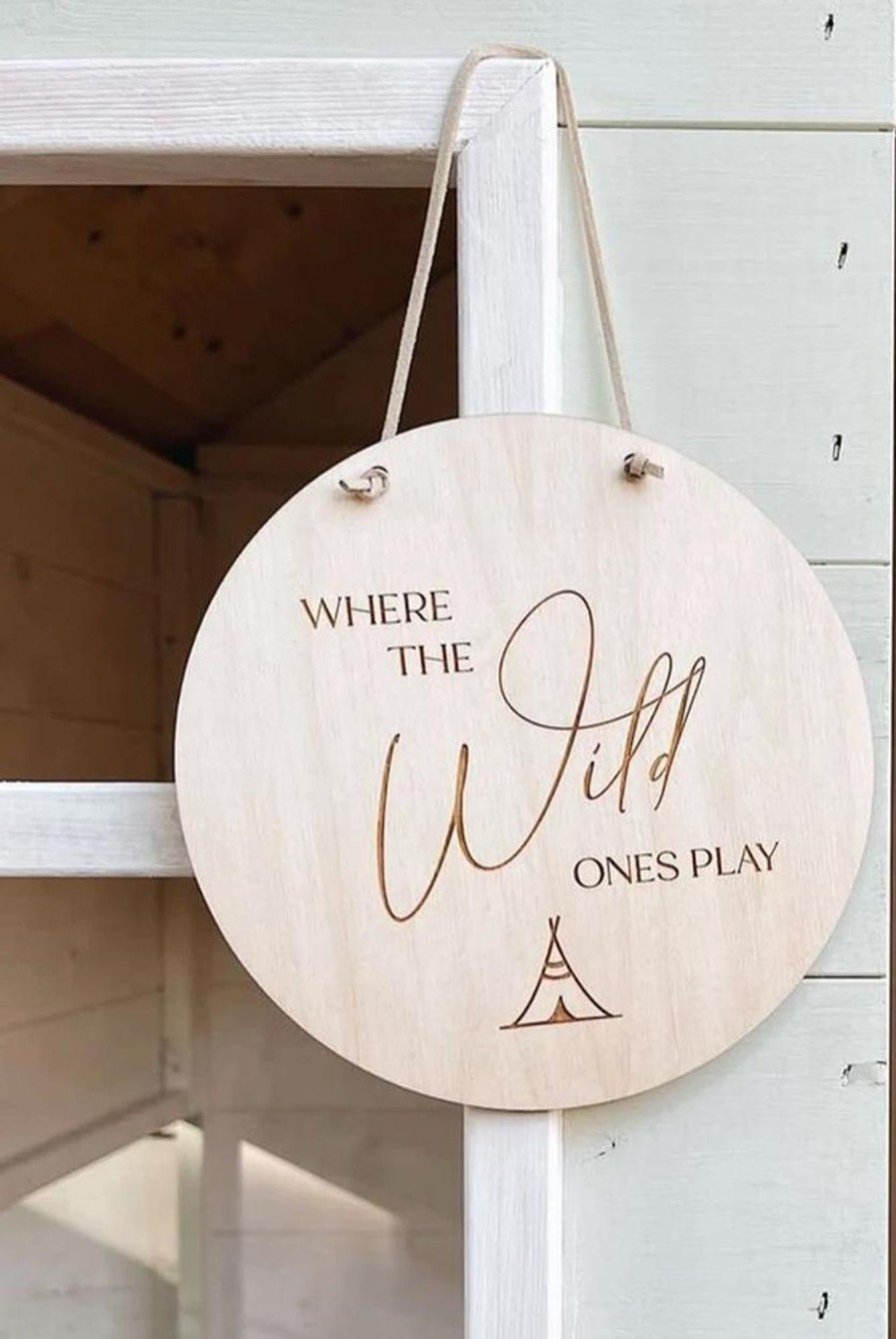 Laser Designs Fox & Bramble | Where The Wild Ones Play Wall Hanging | Nursery/Playroom Decor | Woode