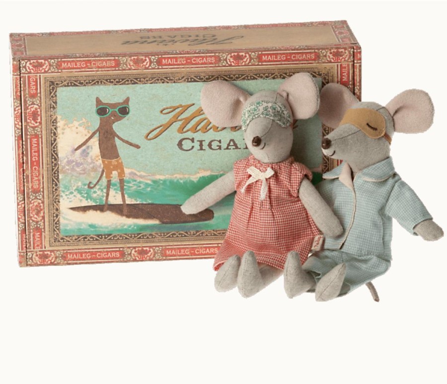 Play MAILEG | Maileg Mum And Dad Mice In Cigarbox