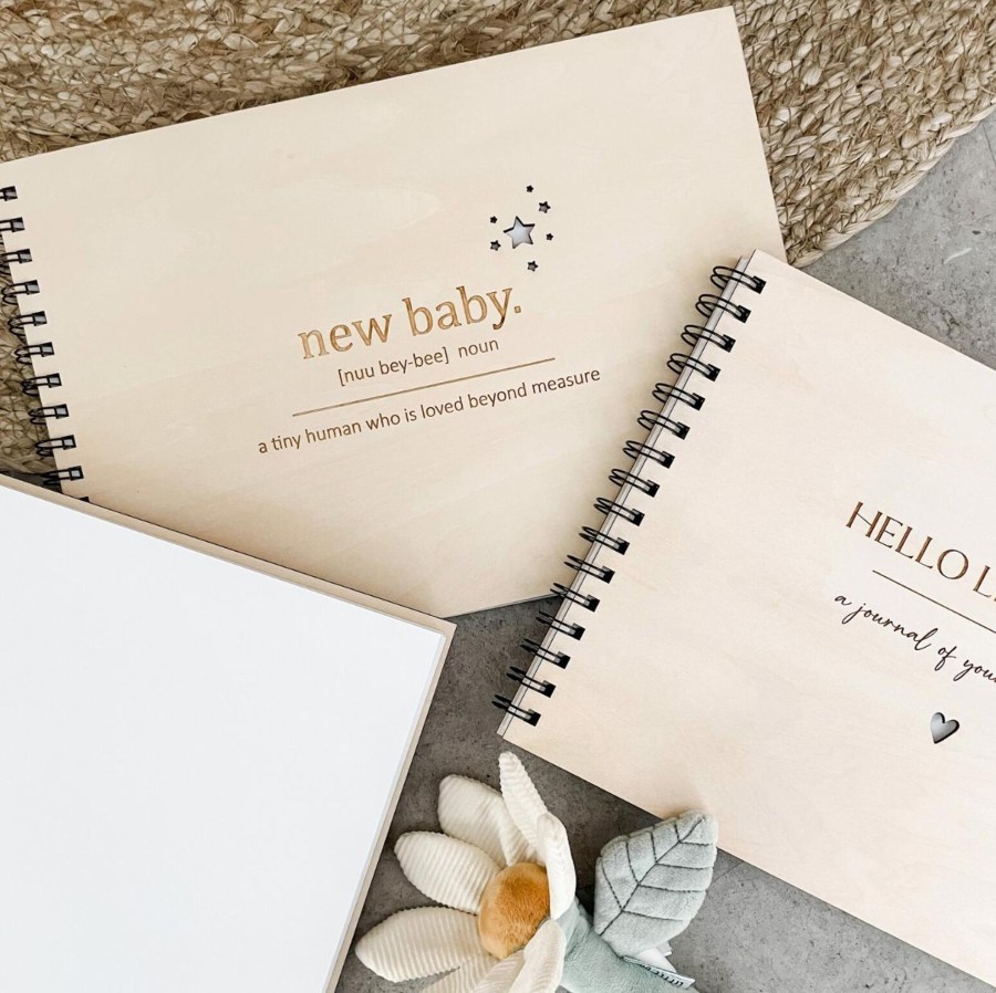 Laser Designs Fox & Bramble | New Baby Noun Wooden Baby Journal