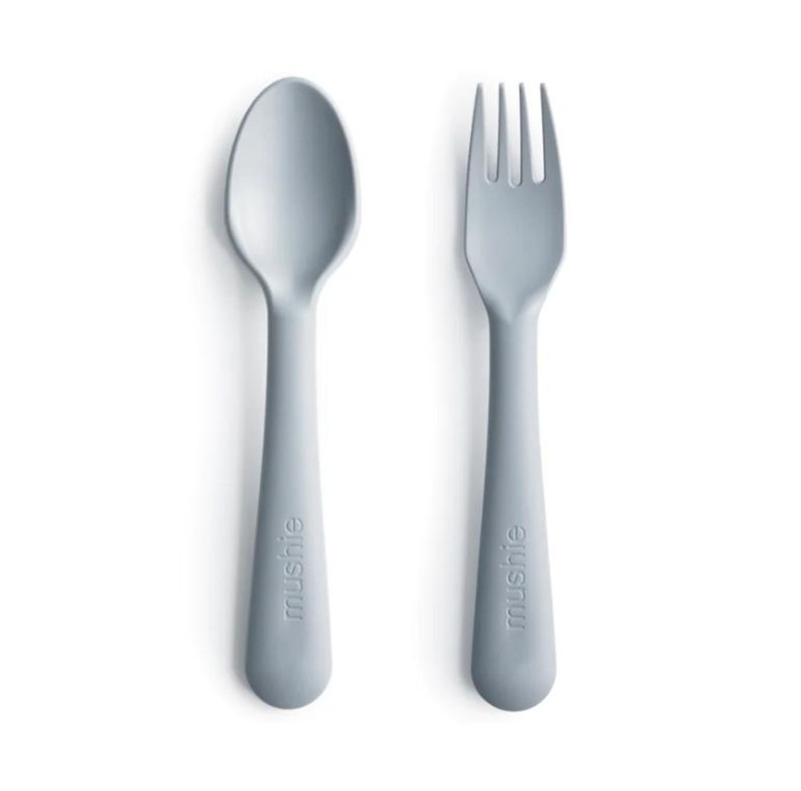 Meal Time Mushie | Mushie Fork And Spoon Set - Cloud