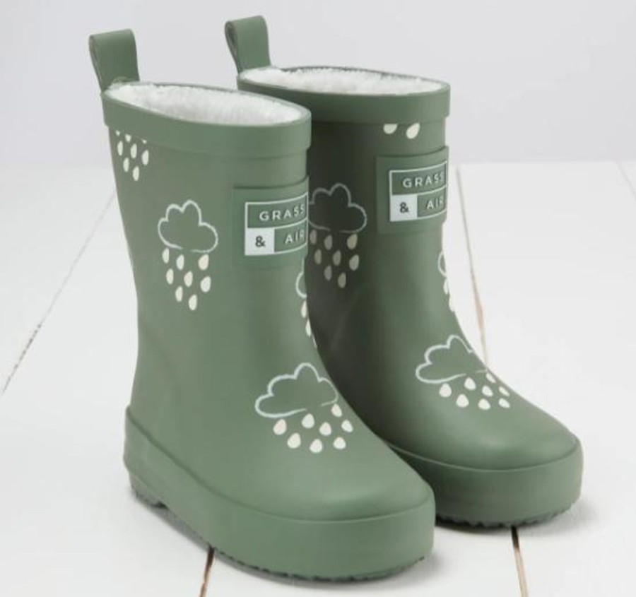 Play Grass & Air | Grass Air Colour-Changing Winter Wellies - Khaki