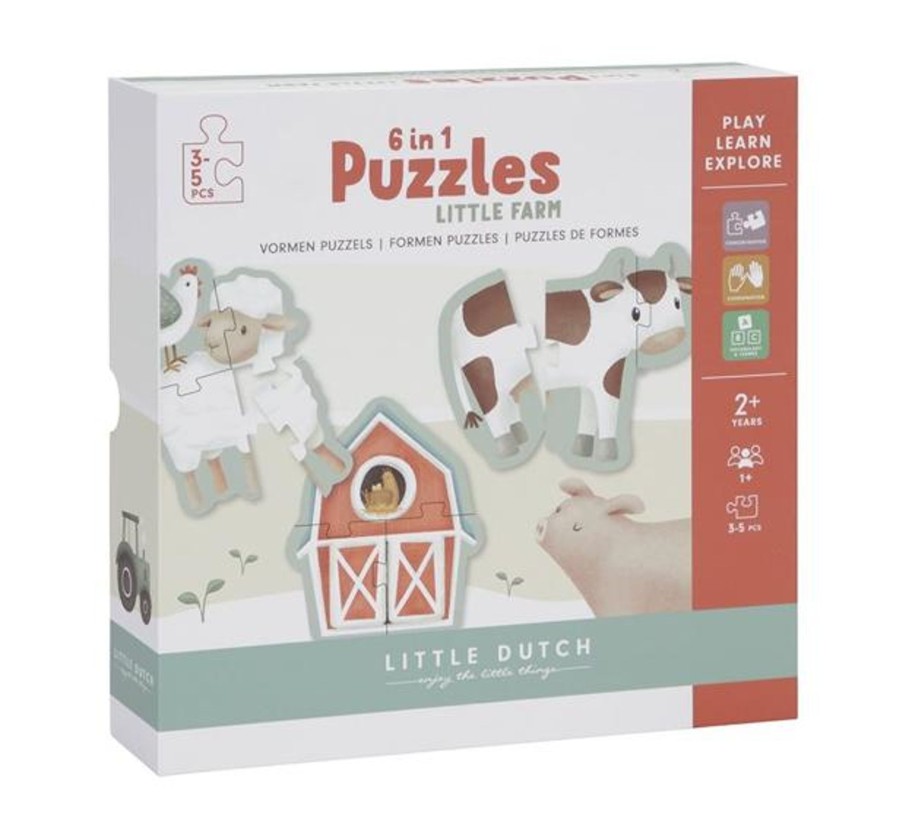 Play Little Dutch | Little Dutch 6-In-1 Puzzles - Little Farm