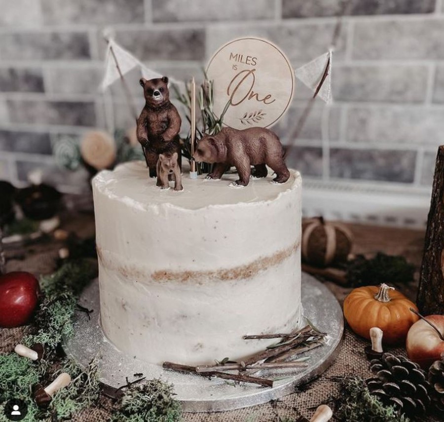 Laser Designs Fox & Bramble | Personalised Wooden Cake Topper