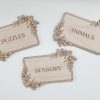 Laser Designs Fox & Bramble | Set Of 6 Leafy Design Personalised Wooden Playroom Labels