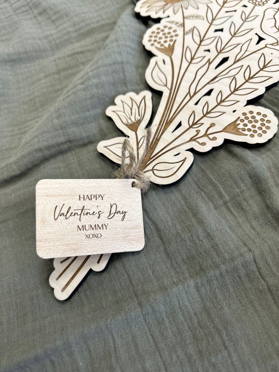 Laser Designs Fox & Bramble | Wooden Flower Bouquet With Personalised Love Letter