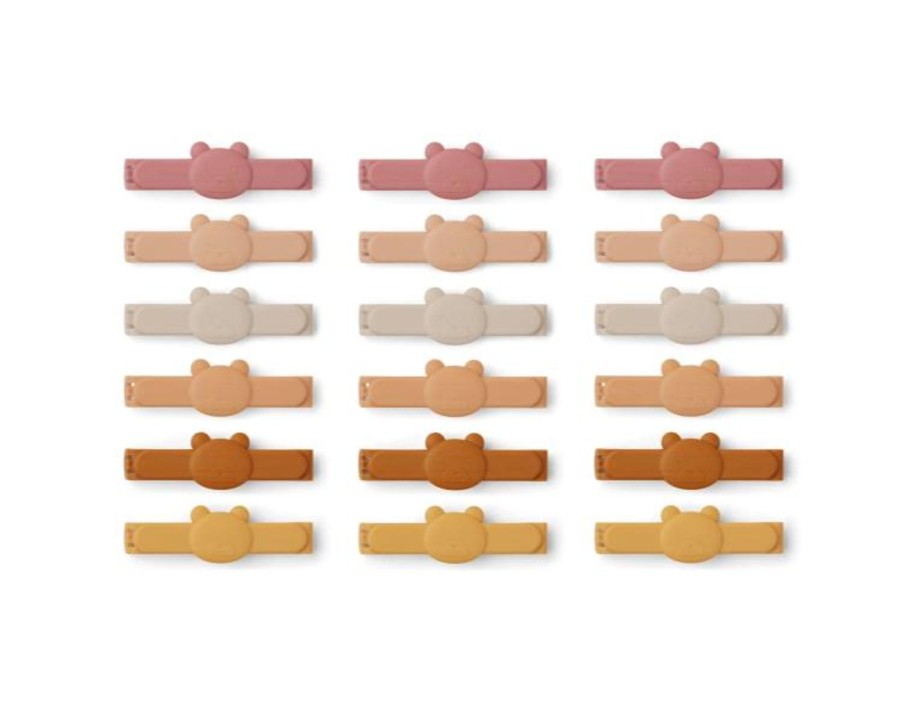 Meal Time Liewood | Liewood Gonza Bag Clips 18-Pack - Mr Bear / Rose