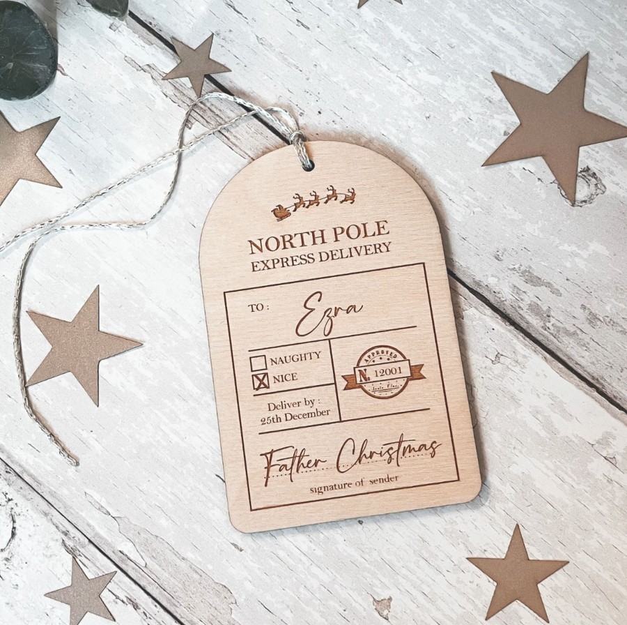 Laser Designs Fox & Bramble | Special Delivery Wooden Christmas Gift Tag