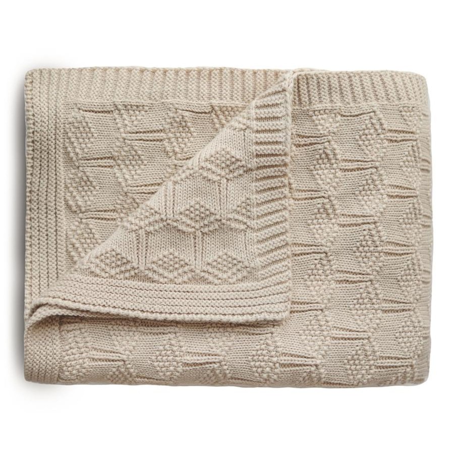 Baby Care Mushie | Mushie Knitted Honeycomb Baby Blanket - Beige