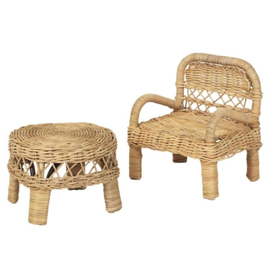 Play Fabelab | Fabelab Doll Chair And Table - Rattan