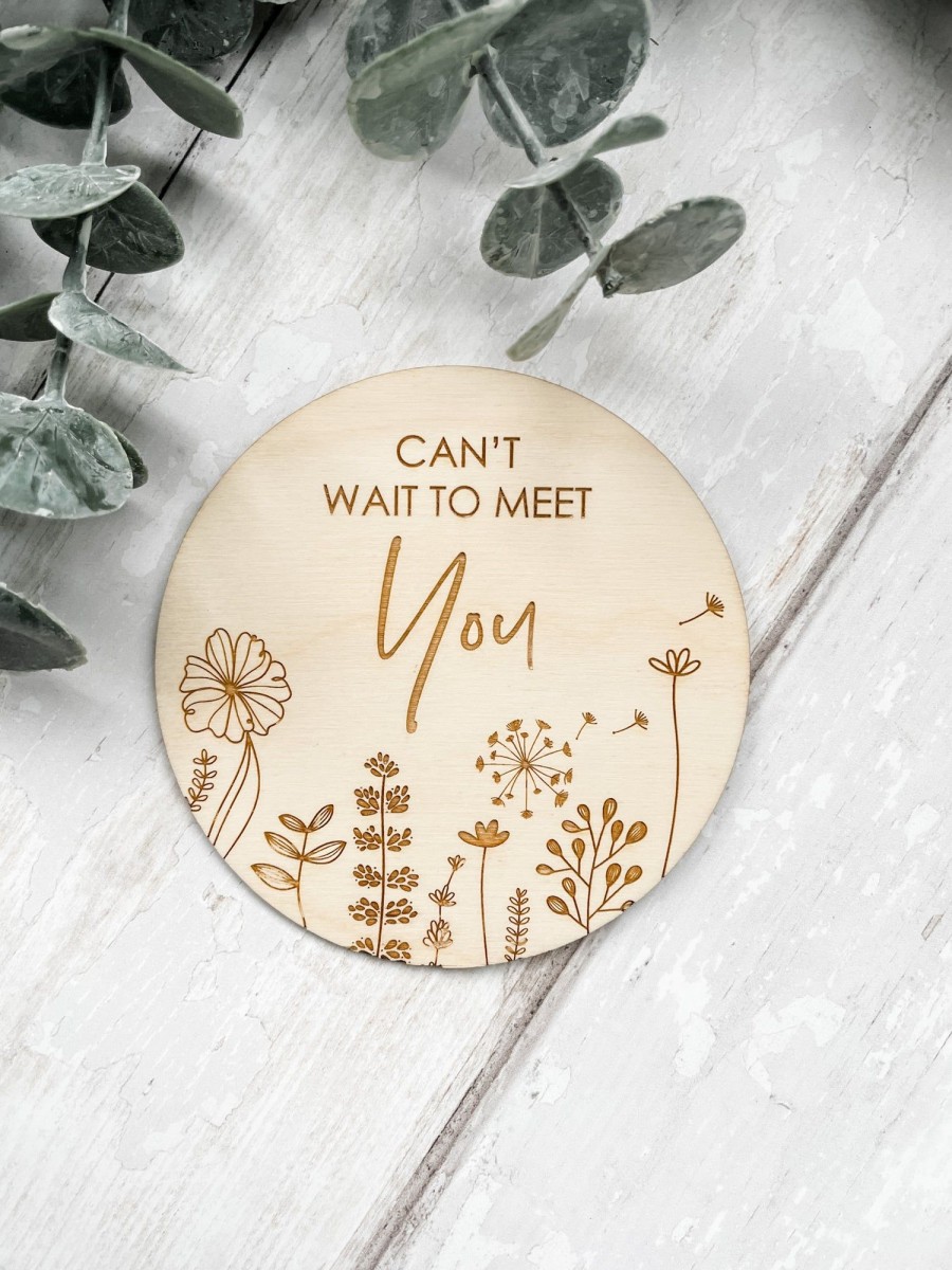 Laser Designs Fox & Bramble | Can'T Wait To Meet You Baby Plaque