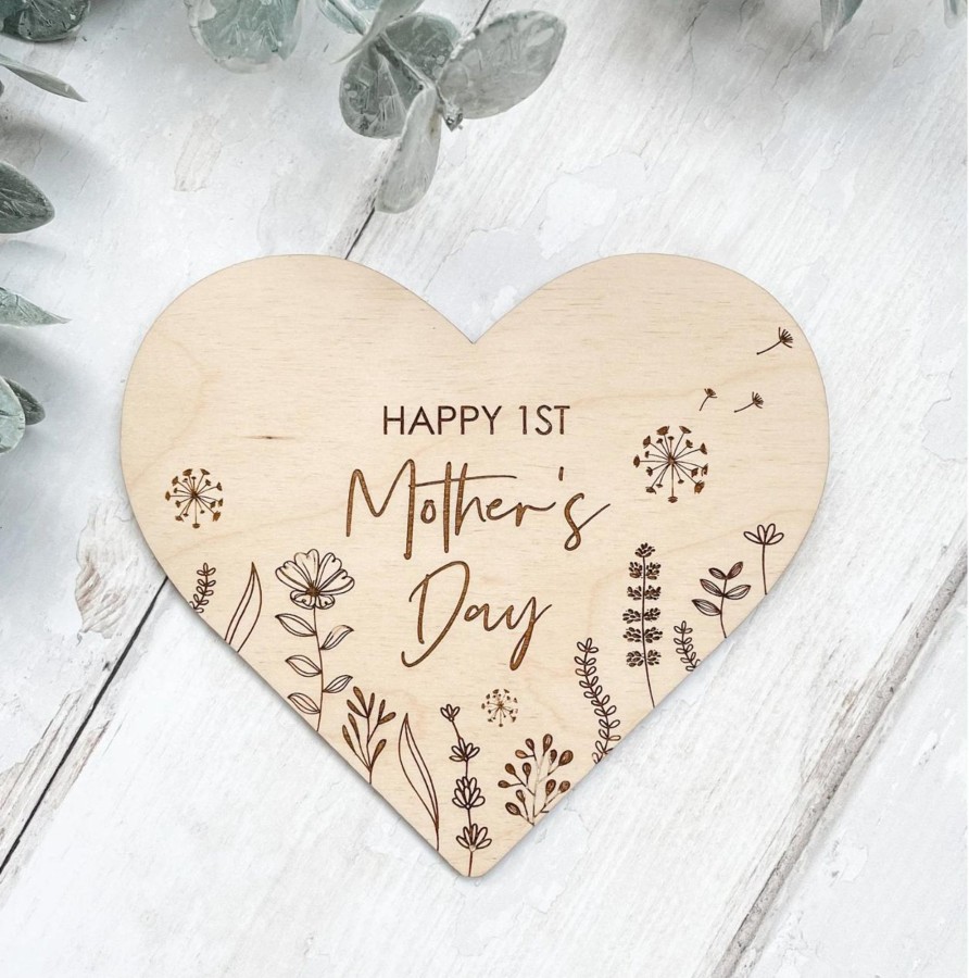 Laser Designs Fox & Bramble | Happy 1St Mother'S Day | Wooden Baby Plaque | Positive Quote | Social