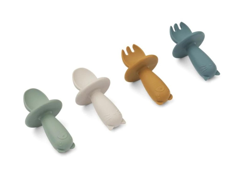 Meal Time Liewood | Liewood Avril Baby Cutlery 4-Pack - Green Multi Mix