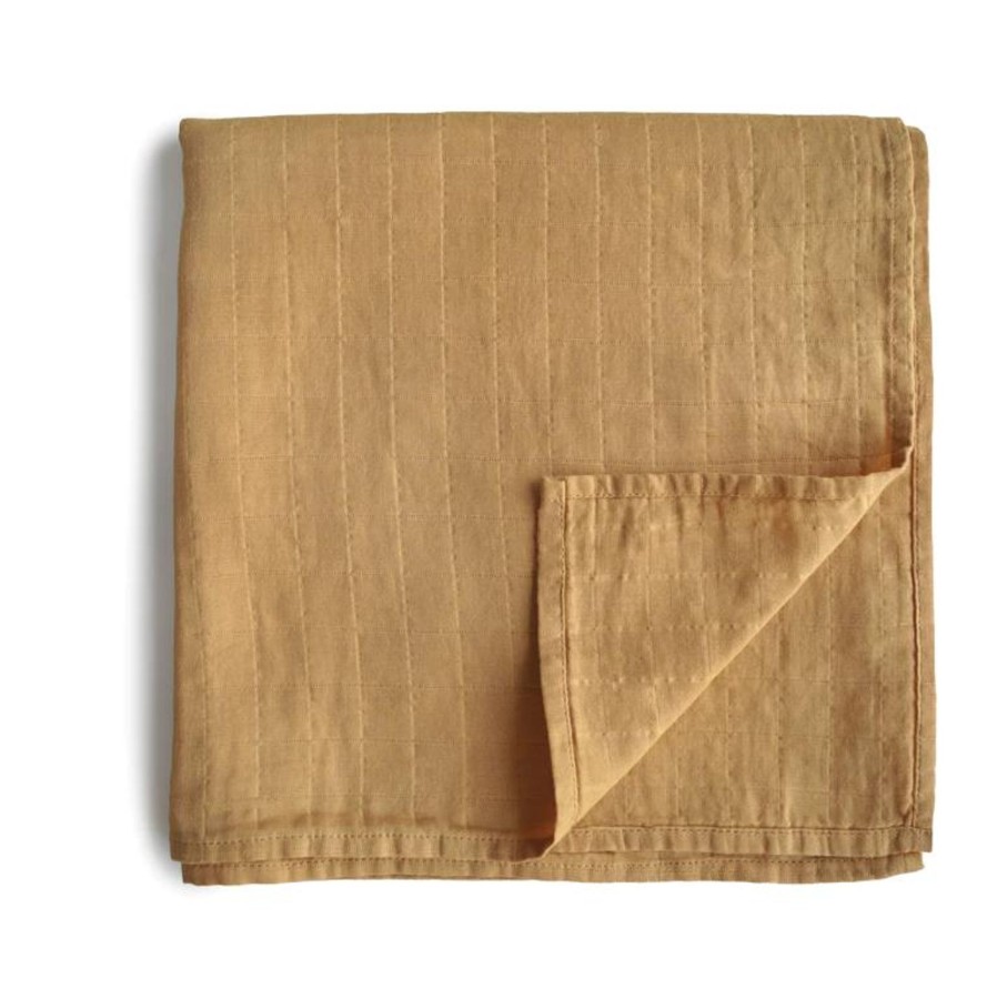 Baby Care Mushie | Mushie Muslin Swaddle Blanket - Fall Yellow