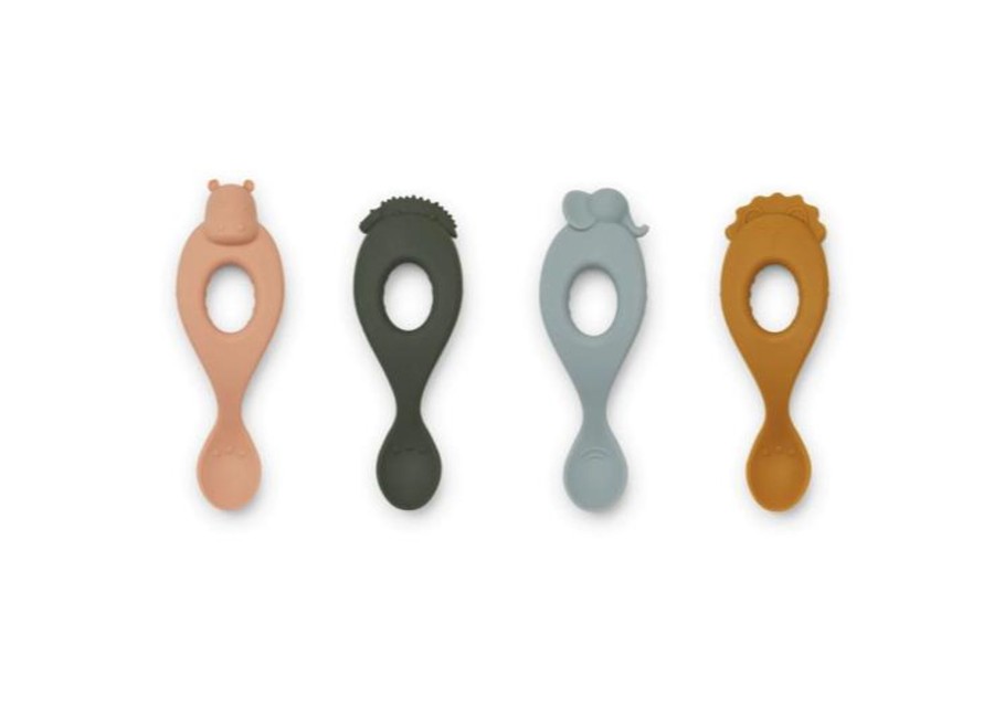 Meal Time Liewood | Liewood Liva Silicone Spoon Set 4-Pack - Safari / Rose Multi Mix