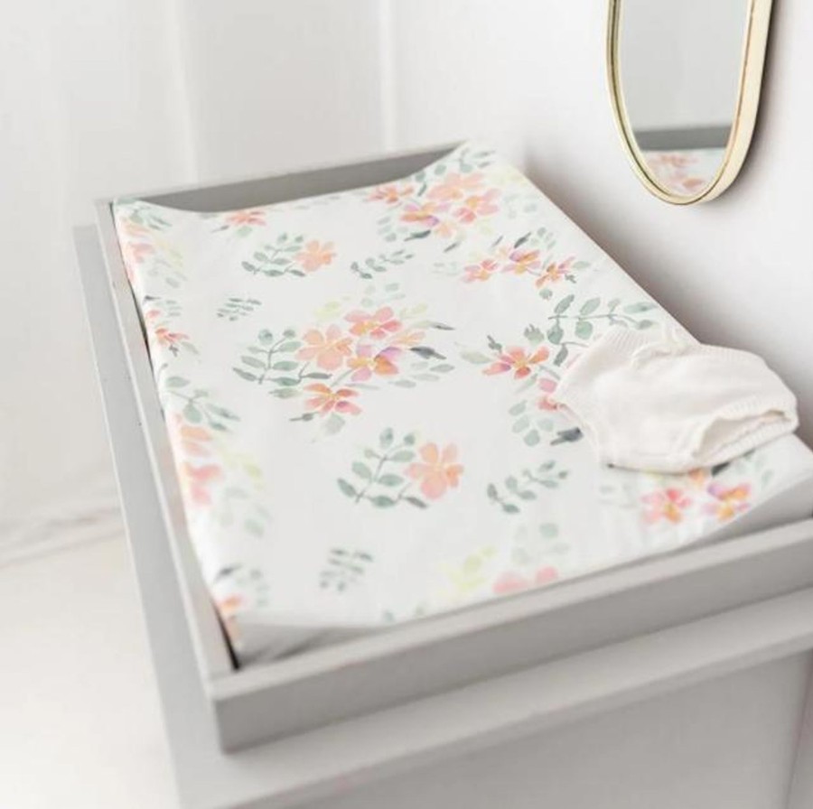 Baby Care The Gilded Bird | The Gilded Bird Wedge Changing Mat - Pretty Stems White