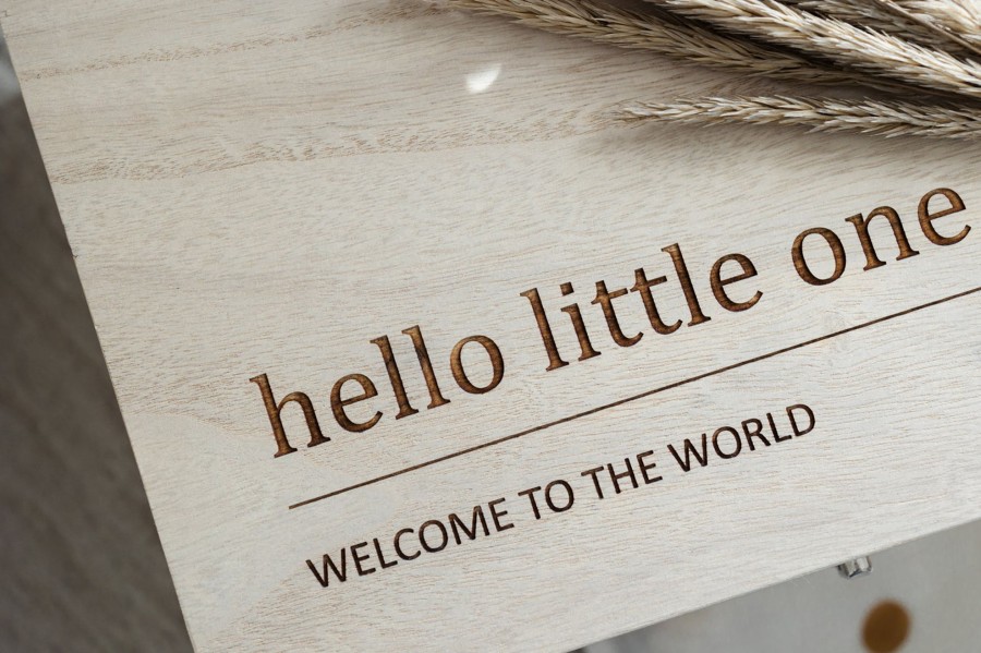 Baby Care Fox & Bramble | Hello World Wooden Baby Box - Small