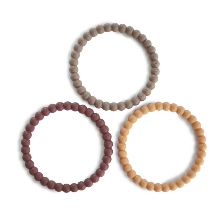 Baby Care Mushie | Mushie Pearl Teether Bracelets - Berry / Marigold / Khaki