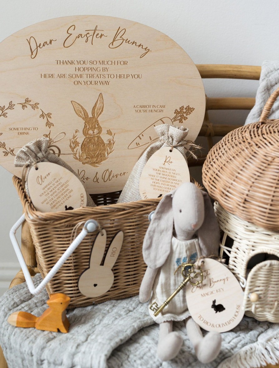 Laser Designs Fox & Bramble | Personalised Easter Bunny Food (Wildlife Safe) | Wooden Tag | Easter G