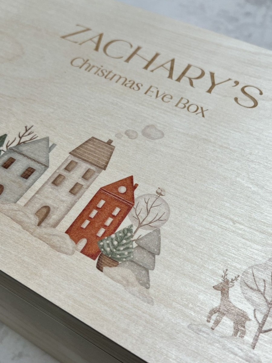 Laser Designs Fox & Bramble | Personalised Printed Christmas Eve Box - Lift Off Lid