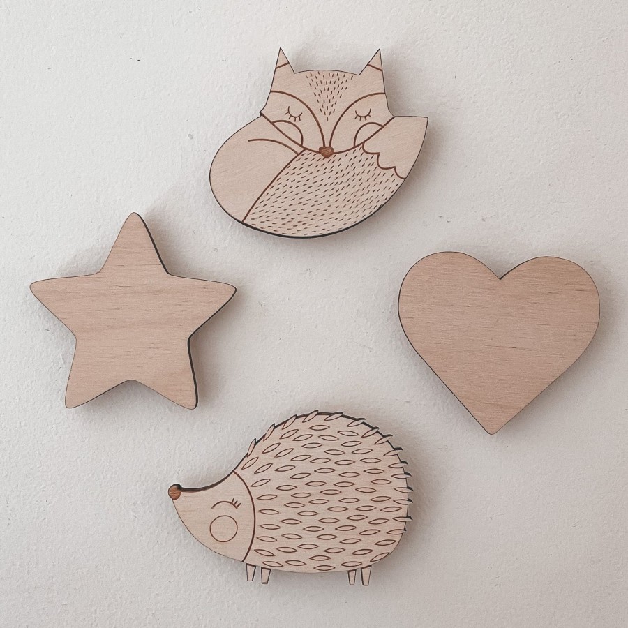 Laser Designs Fox & Bramble | F+B Adhesive Wooden Wall Hooks