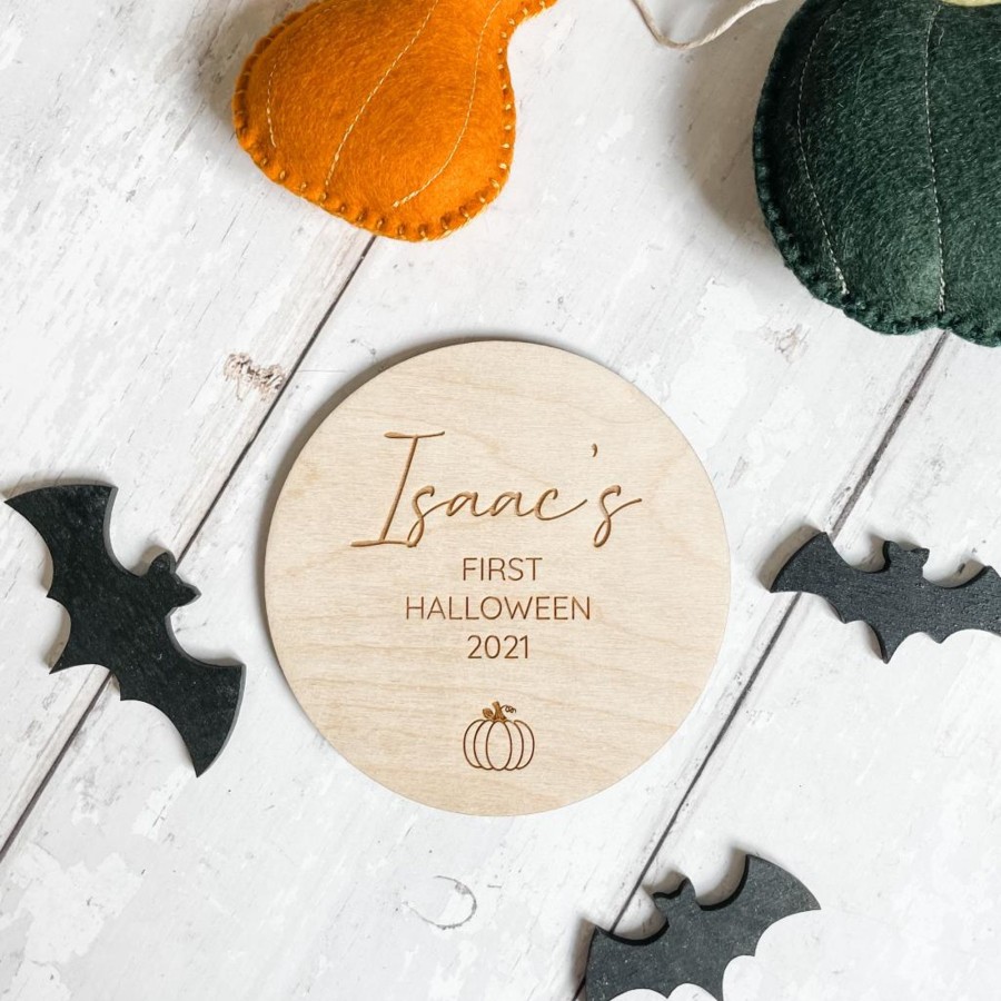 Laser Designs Fox & Bramble | Personalised First Halloween 2023 Plaque