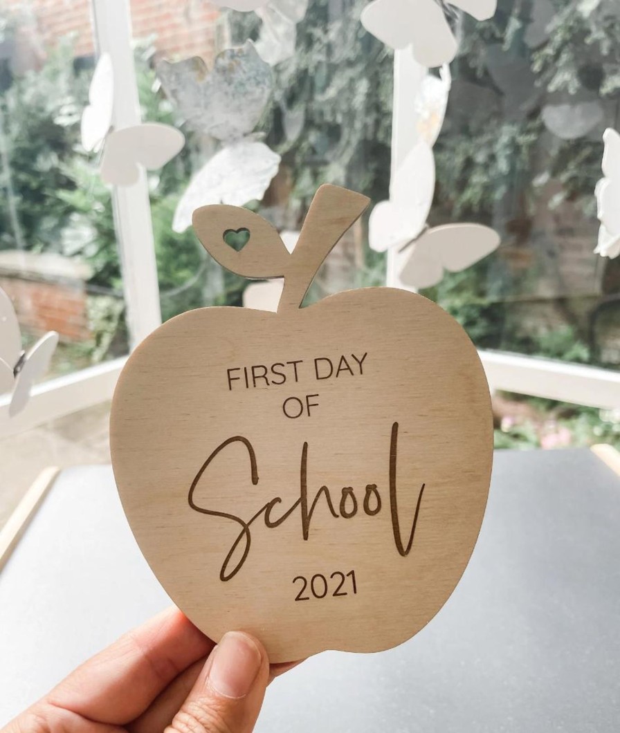 Laser Designs Fox & Bramble | First Day Of Nursery/School Plaque | Social Media Flat Lay Prop | Lase