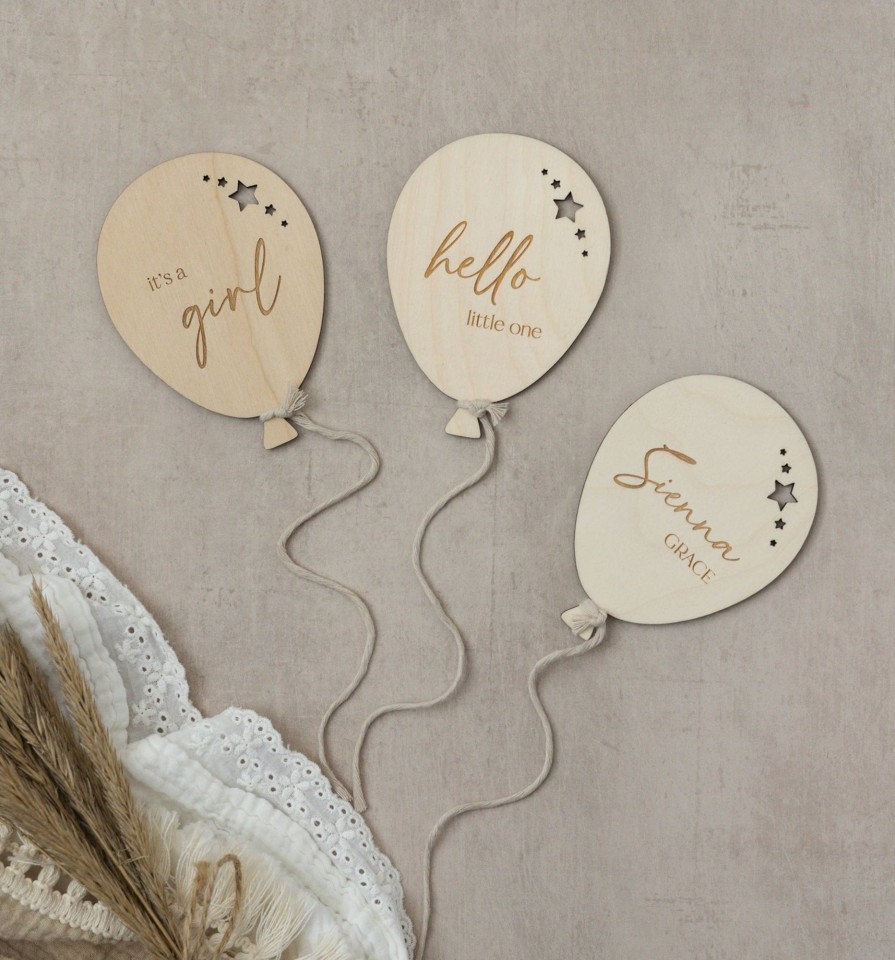 Laser Designs Fox & Bramble | Balloon Milestone New Baby Name Announcement