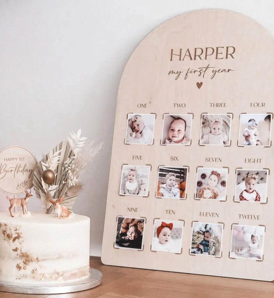 Laser Designs Fox & Bramble | Personalised 'My First Year' Photo Board