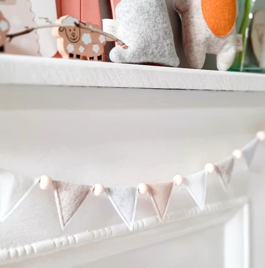 Kid'S Room Barnabjorn | Barnabjorn Mini Triangle Bunting - Neutral