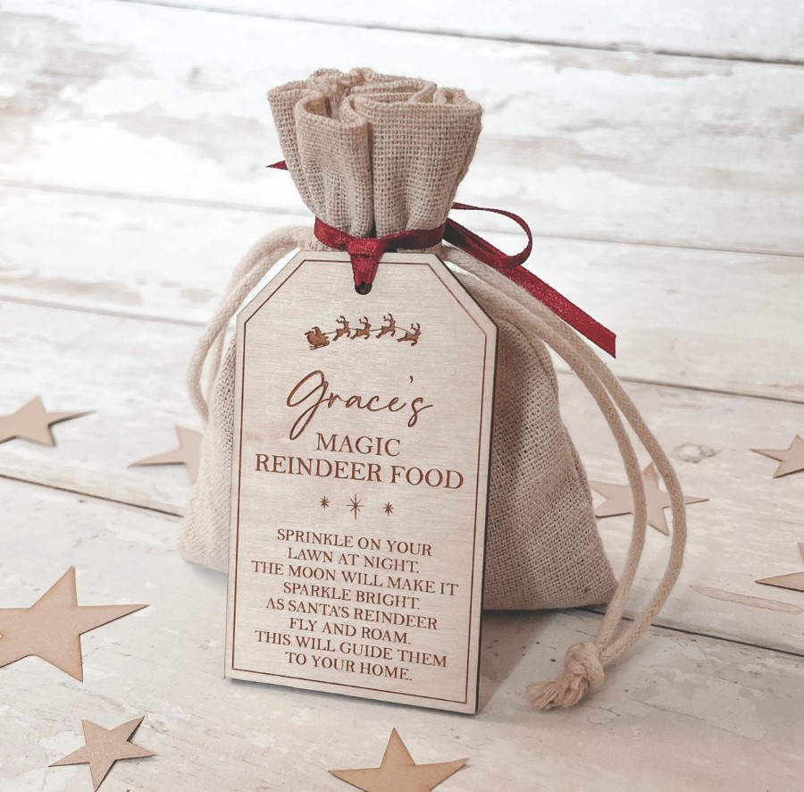 Laser Designs Fox & Bramble | Personalised Magic Reindeer Food (Wildlife Safe) With Wooden Tag