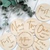 Laser Designs Fox & Bramble | Full Set Of Baby Milestone Discs Inc Firsts | Wooden Baby Milestone Ma