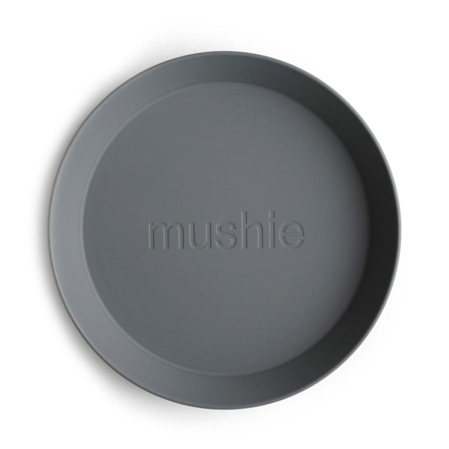 Meal Time Mushie | Mushie Round Plate, Set Of 2 - Smoke