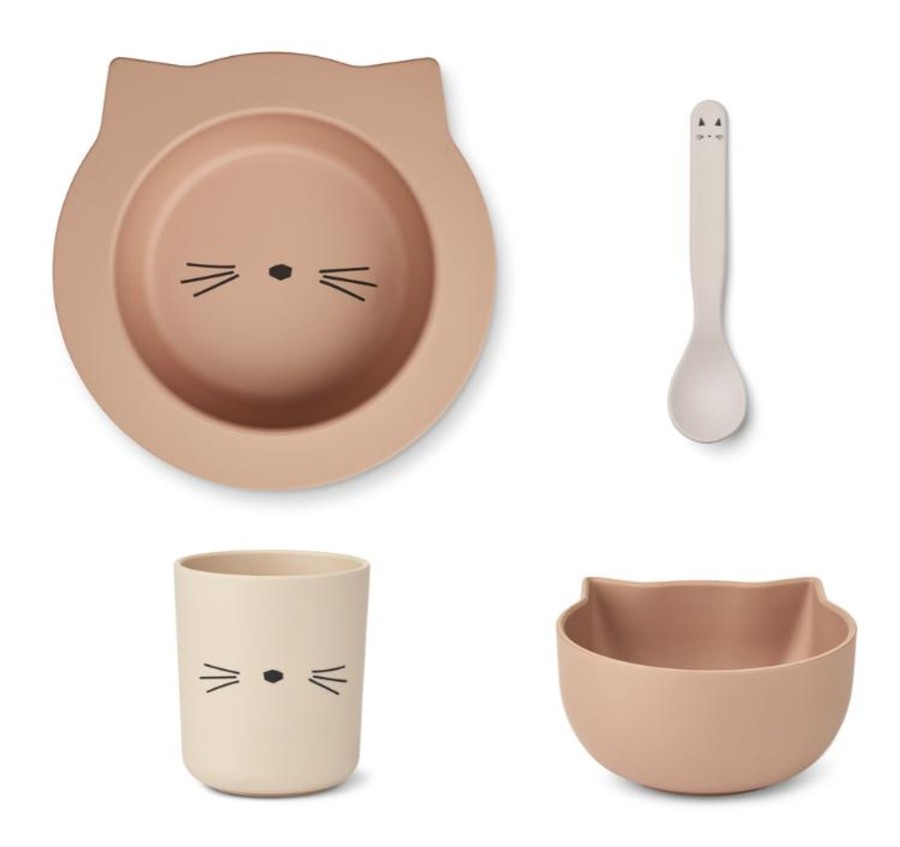 Meal Time Liewood | Liewood Joana Baby Feeding Set - Cat / Pale Tuscany Rose