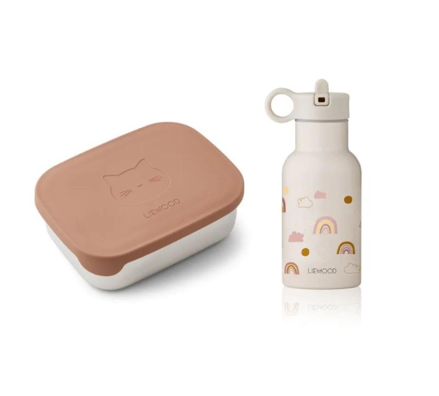 Meal Time Liewood | Liewood Joni Lunch Box Set - Rainbow Love / Sandy Cat Rose