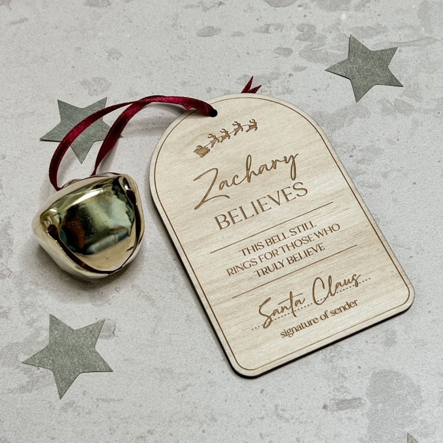 Laser Designs Fox & Bramble | Personalised 'Believe' Bell Tag - New Design For '23