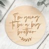 Laser Designs Fox & Bramble | I'M Going To Be A Big Brother Wooden Disc | Wooden Baby Announcement