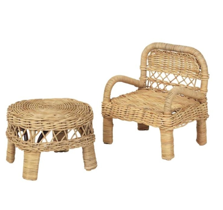 Play Fabelab | Fabelab Doll Chair And Table - Rattan