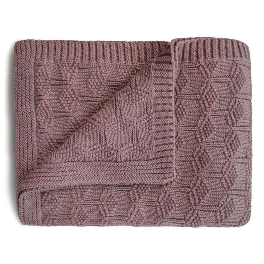 Baby Care Mushie | Mushie Knitted Honeycomb Baby Blanket - Desert Rose