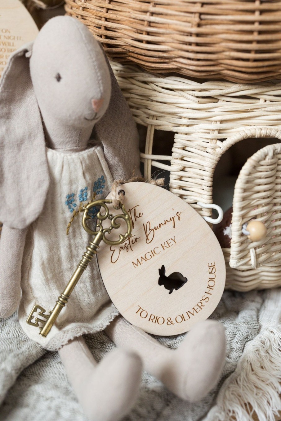 Laser Designs Fox & Bramble | Personalised Easter Bunny'S Magic Key | Easter Decor | Laser Engraved