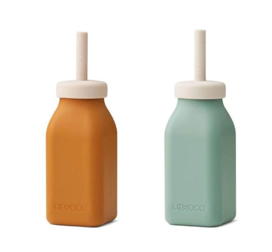 Meal Time Liewood | Liewood Erika Milkshake Bottles 2-Pack - Mustard / Peppermint Mix