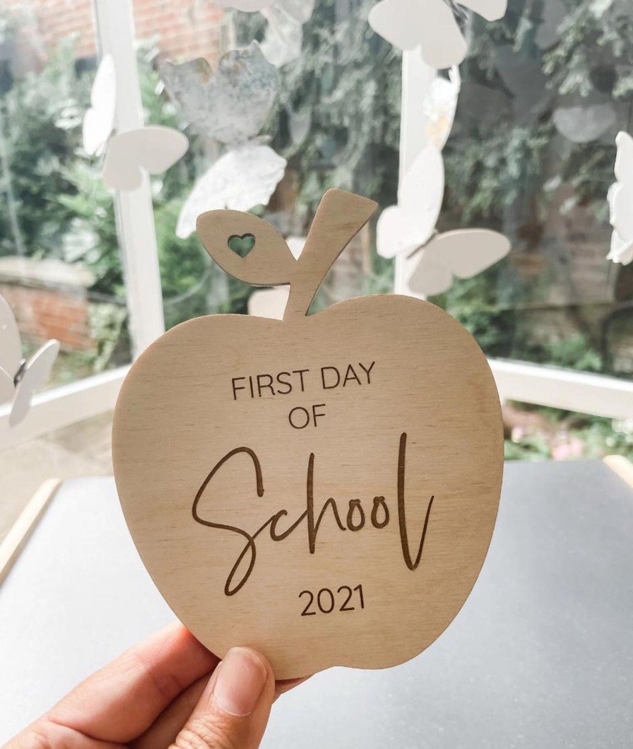 Laser Designs Fox & Bramble | First Day Of Nursery/School Plaque | Social Media Flat Lay Prop | Lase