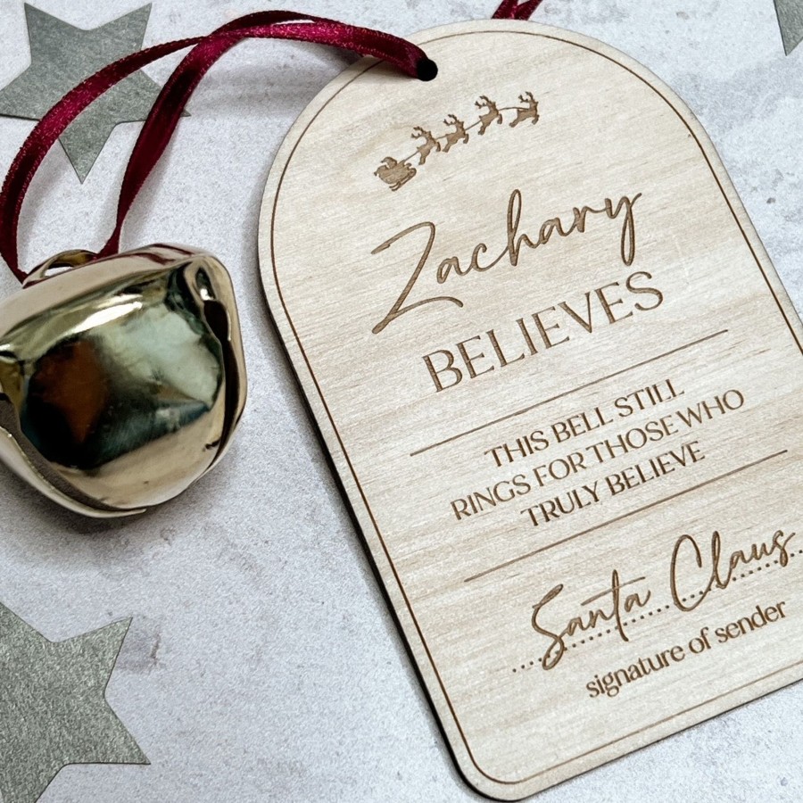 Laser Designs Fox & Bramble | Personalised 'Believe' Bell Tag - New Design For '23