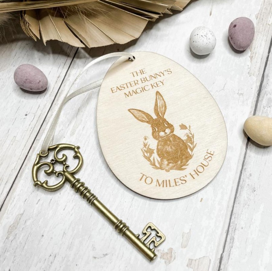 Laser Designs Fox & Bramble | Personalised Easter Bunny'S Magic Key | Easter Decor | Laser Engraved