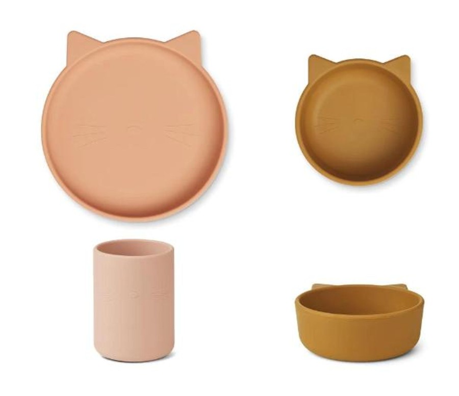 Meal Time Liewood | Liewood Cyrus Silicone Junior Set - Cat / Rose Mix