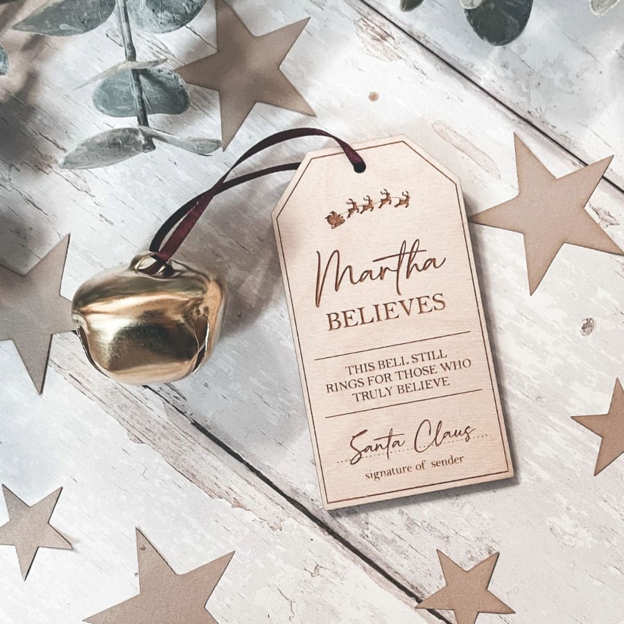 Laser Designs Fox & Bramble | Personalised 'Believe' Bell Tag