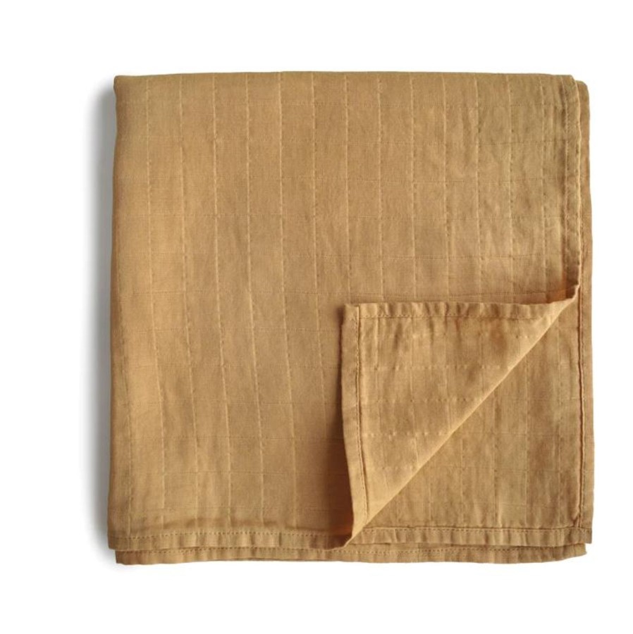 Baby Care Mushie | Mushie Muslin Swaddle Blanket - Fall Yellow